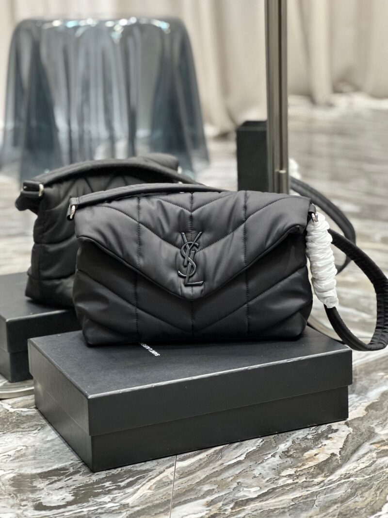 SAINT LAURENT Black Puffer Messenger Bag