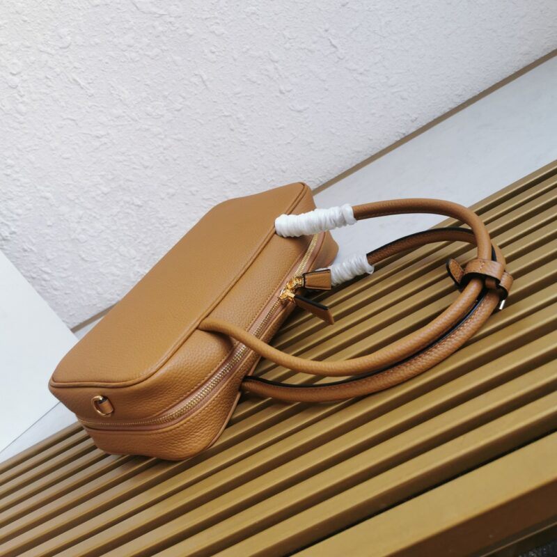 Prada Medium Leather Top-Handle Bag in Brown