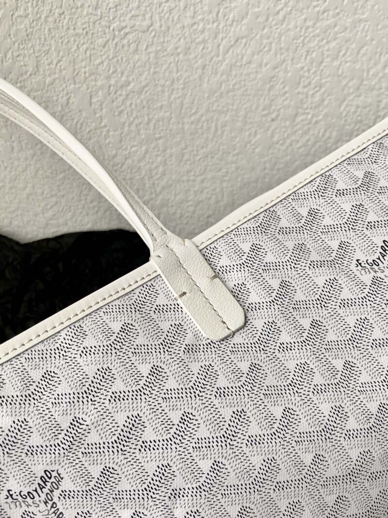Goyard White Goyardine Canvas & Chevroches Calfskin Saint Louis PM Tote