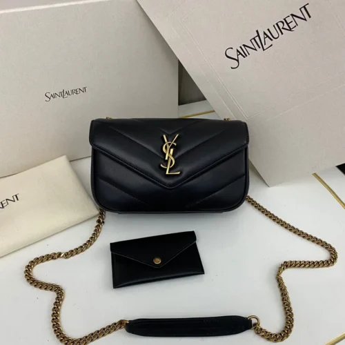 05089e99 YSL Loulou medium in Matelassé Lambskin Black