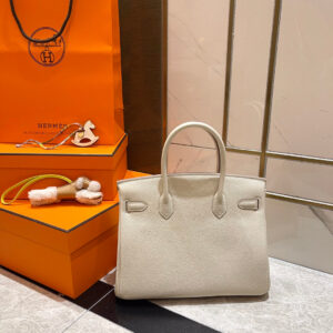HERMES BIRKIN 30CM WHITE TOGO LEATHER SILVER HARDWARE
