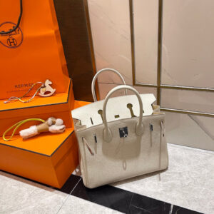 HERMES BIRKIN 30CM WHITE TOGO LEATHER SILVER HARDWARE