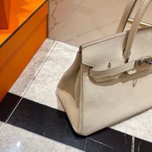 HERMES BIRKIN 30CM WHITE TOGO LEATHER SILVER HARDWARE
