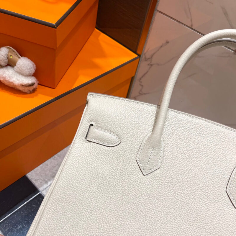 HERMES BIRKIN 30CM WHITE TOGO LEATHER SILVER HARDWARE