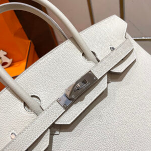 HERMES BIRKIN 30CM WHITE TOGO LEATHER SILVER HARDWARE