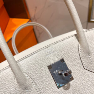 HERMES BIRKIN 30CM WHITE TOGO LEATHER SILVER HARDWARE