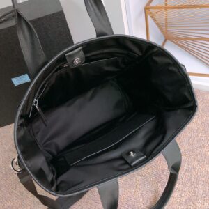 TOTE BAG 38 IN BLACK RE-NYLON AND SAFFIANO LEATHER TRIM