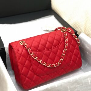 FLAP BAG MEDIUM 25CM RED CAVIAR GOLD HARDWARE