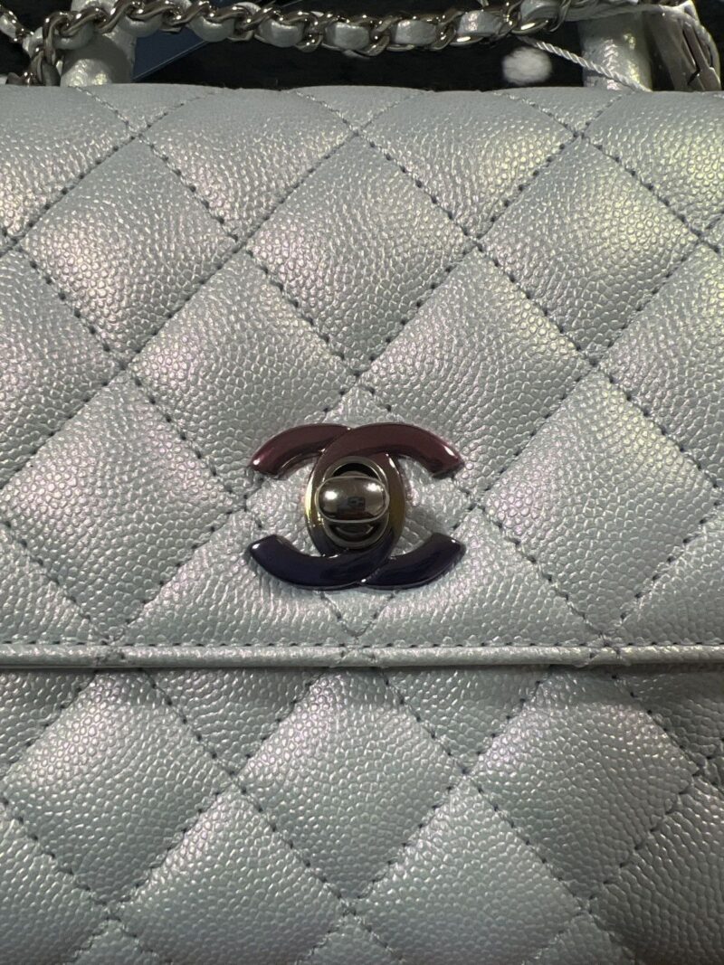 Chanel Coco Handbag Leather Light Grey Woman’s 23cm