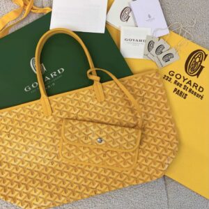 Goyard Yellow Goyardine Canvas & Chevroches Calfskin Saint Louis PM Tote