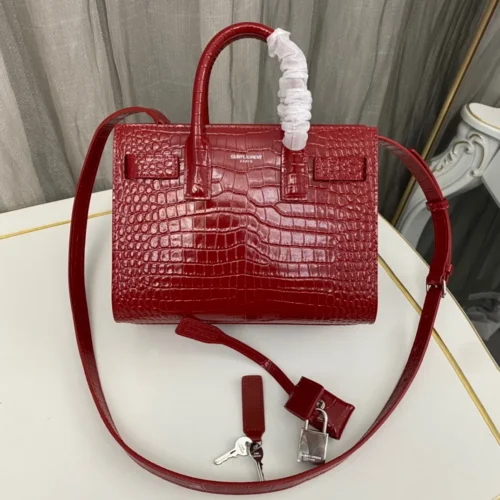 1b99129e Saint Laurent Paris Saint Laurent Red Croc Embossed Leather Nano Classic Sac De Jour Tote