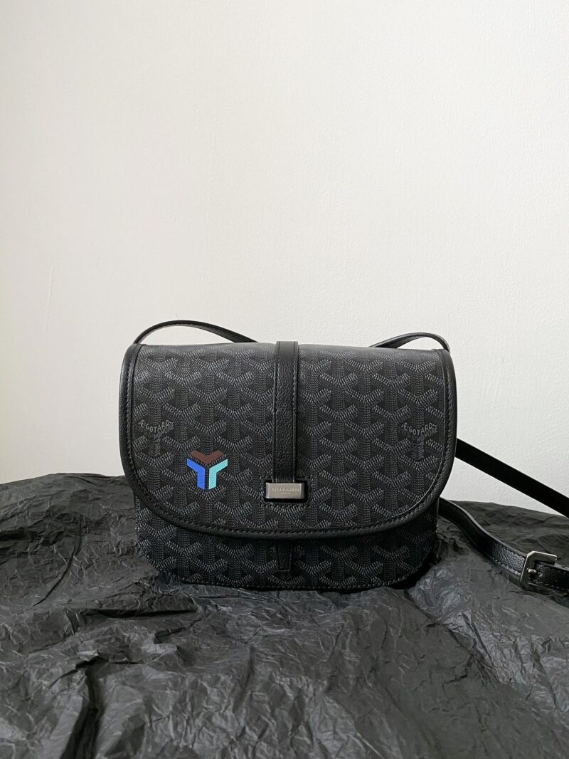 GOYARD Goyardine Belvedere III PM Messenger Bag Jet Black