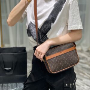 Saint Laurent  Canvas Smooth Calfskin Le Monogramme Camera Bag Chestnut