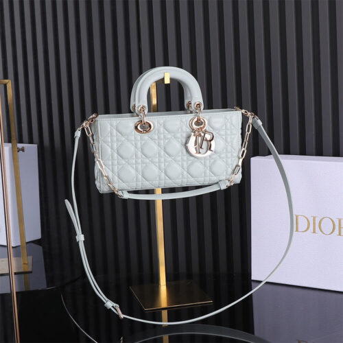 2-163-1 Dior Medium Blue Lady D-Joy Bag(