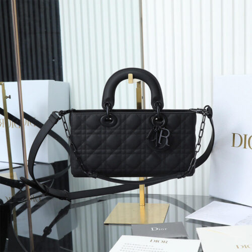 2-164 Dior Black Medium Lady D-Joy Bag