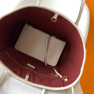 LV NEVERFULL MM WHITE MONOGRAM EMPREINTE LEATHER
