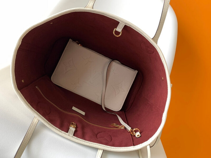 LV NEVERFULL MM WHITE MONOGRAM EMPREINTE LEATHER