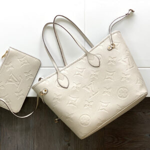 LV NEVERFULL MM WHITE MONOGRAM EMPREINTE LEATHER