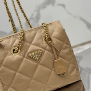 SQUARE BAG 28 IN BLACK RE-NYLON AND SAFFIANO LEATHER TRIM