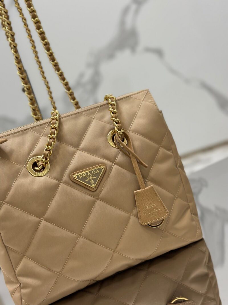 SQUARE BAG 28 IN BLACK RE-NYLON AND SAFFIANO LEATHER TRIM