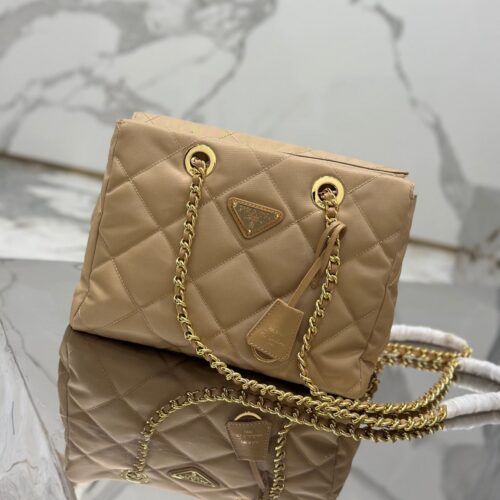 SQUARE BAG 28 IN BLACK RE-NYLON AND SAFFIANO LEATHER TRIM