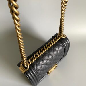 CHANEL SMALL BOY BAG 20 IN BLACK LAMBSKIN GOLD HARDWARE