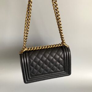 CHANEL SMALL BOY BAG 20 IN BLACK LAMBSKIN GOLD HARDWARE