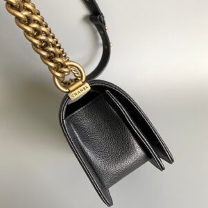 CHANEL SMALL BOY BAG 20 IN BLACK LAMBSKIN GOLD HARDWARE