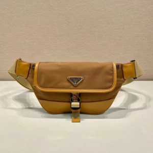 BELT BAG 18 IN SEPIA BROWN RE-NYLON AND CALFSKIN TRIM