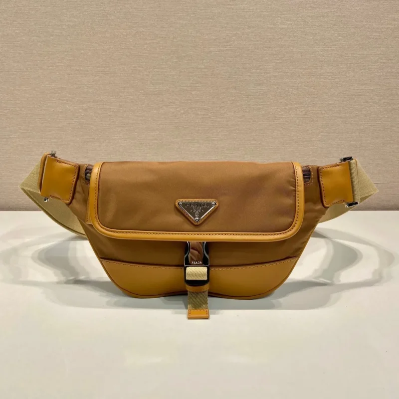 BELT BAG 18 IN SEPIA BROWN RE-NYLON AND CALFSKIN TRIM