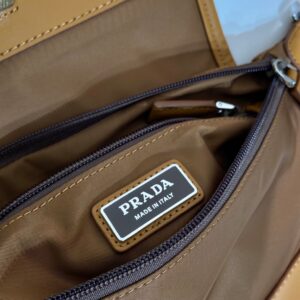 BELT BAG 18 IN SEPIA BROWN RE-NYLON AND CALFSKIN TRIM