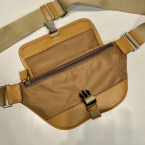 BELT BAG 18 IN SEPIA BROWN RE-NYLON AND CALFSKIN TRIM