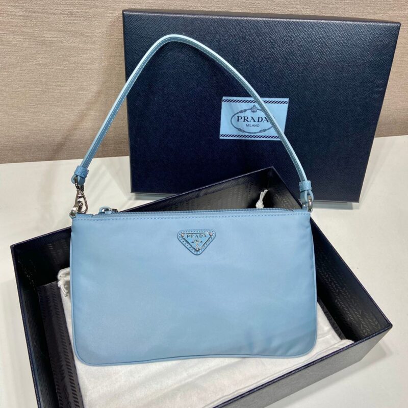 20240607_i1717741559_1999_1_jpg SHOULDER BAG 24 WITH TRIANGLE LOGO IN SKY BLUE RE-NYLON FABRIC