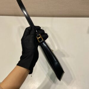 PRADA CLEO SHOULDER BAG 22 IN BLACK BRUSHED LAMBSKIN WITH CLASP CLOSURE