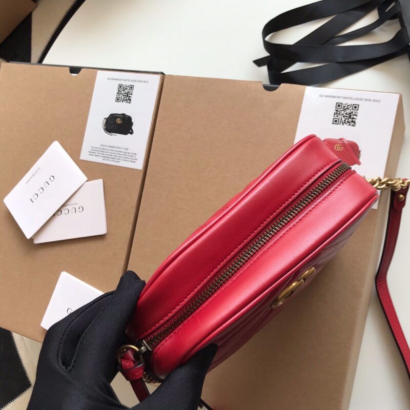 GUCCI Calfskin Matelasse Mini GG Marmont Chain Shoulder