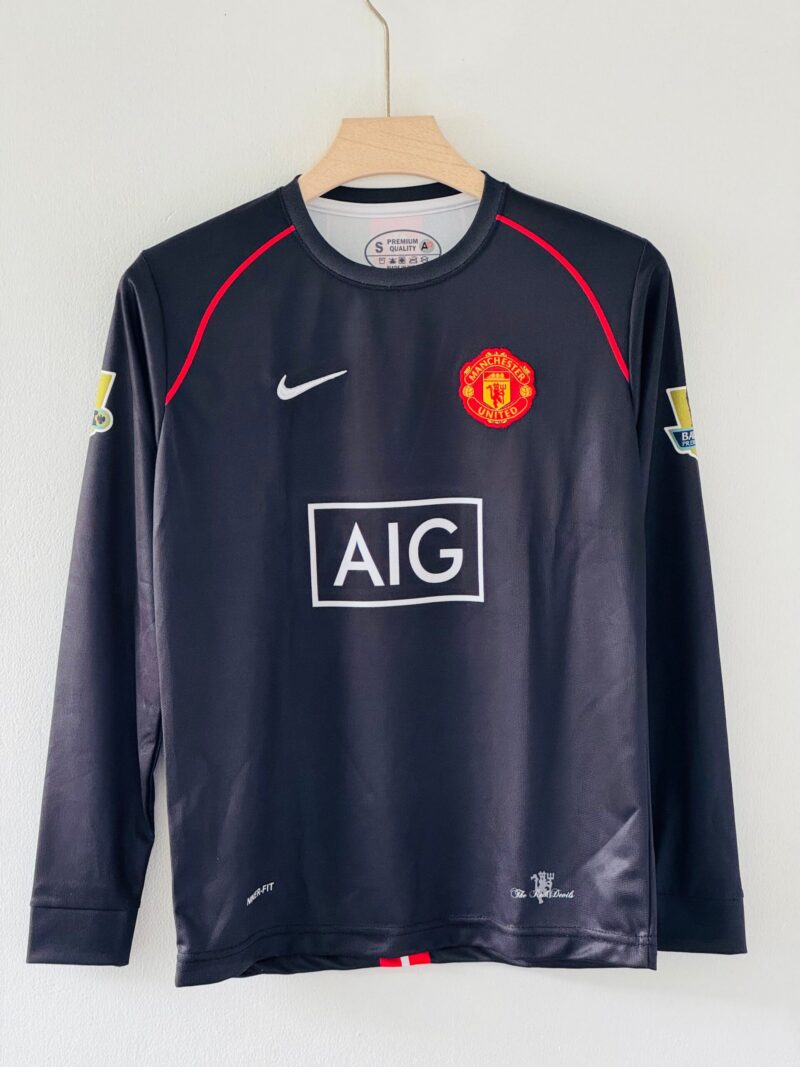 Manchester United Away Kit Embroidery - A Classic Red Devils Masterpiece  Ronaldo full sleeve(black)