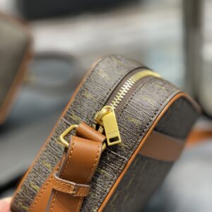 Saint Laurent  Canvas Smooth Calfskin Le Monogramme Camera Bag Chestnut