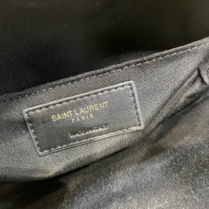 Saint Laurent YSL Women Vinyle Round Camera Bag in Chevron-Quilted Denim and Suede