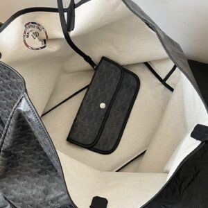 Goyard Black Goyardine Saint Louis PM Leather