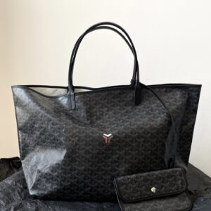 Goyard Black Goyardine Saint Louis PM Leather