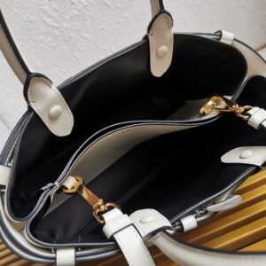 Prada White/Black Prada Buckle small leather handbag with belt