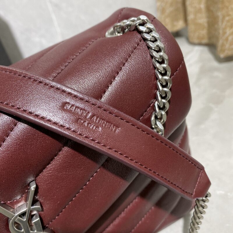 YSSL Loulou Small Chain Bag In Matelassé “Y” Burgundy