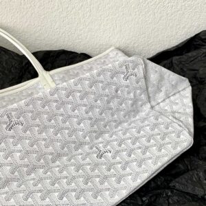 Goyard White Goyardine Canvas & Chevroches Calfskin Saint Louis PM Tote