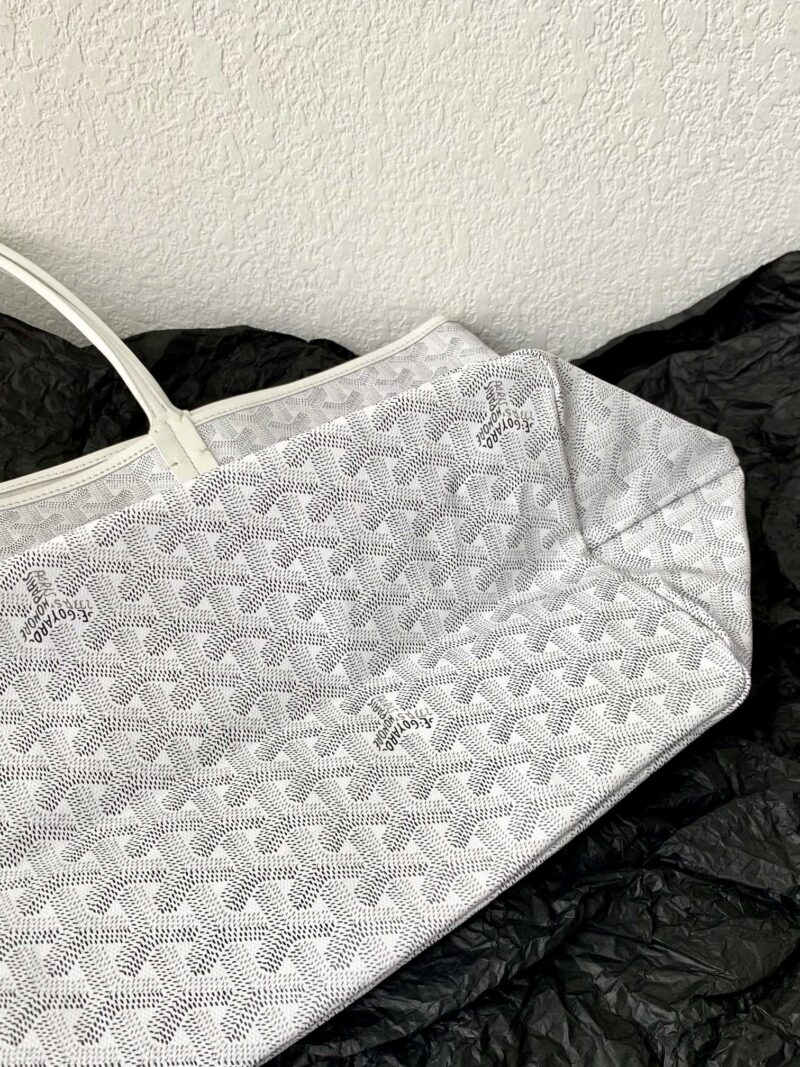 Goyard White Goyardine Canvas & Chevroches Calfskin Saint Louis PM Tote