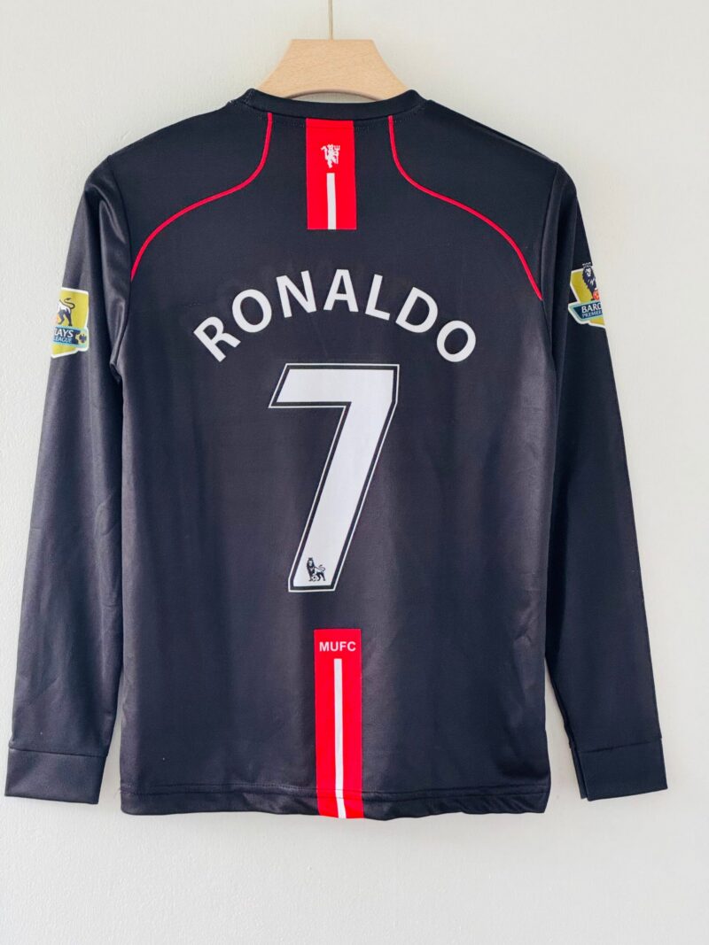 Manchester United Away Kit Embroidery - A Classic Red Devils Masterpiece  Ronaldo full sleeve(black)