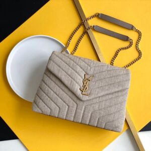 Saint Laurent Beige Suede Y Quilted Monogram