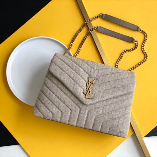 43451067 Saint Laurent Beige Suede Y Quilted Monogram