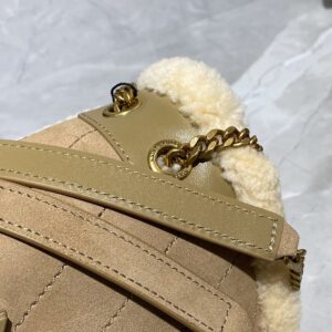 Saint Laurent Medium Niki Shoulder Bag in Tan/Cream Nubuck and Shearling Brown Beige