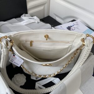 Chanel Calfskin Hobo Bag White/Black