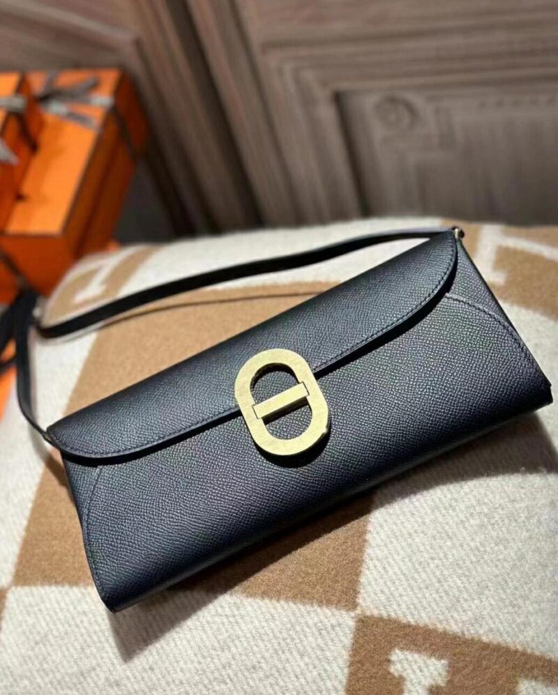 Hermes Maillon to go Black Epsom Gold Hardware